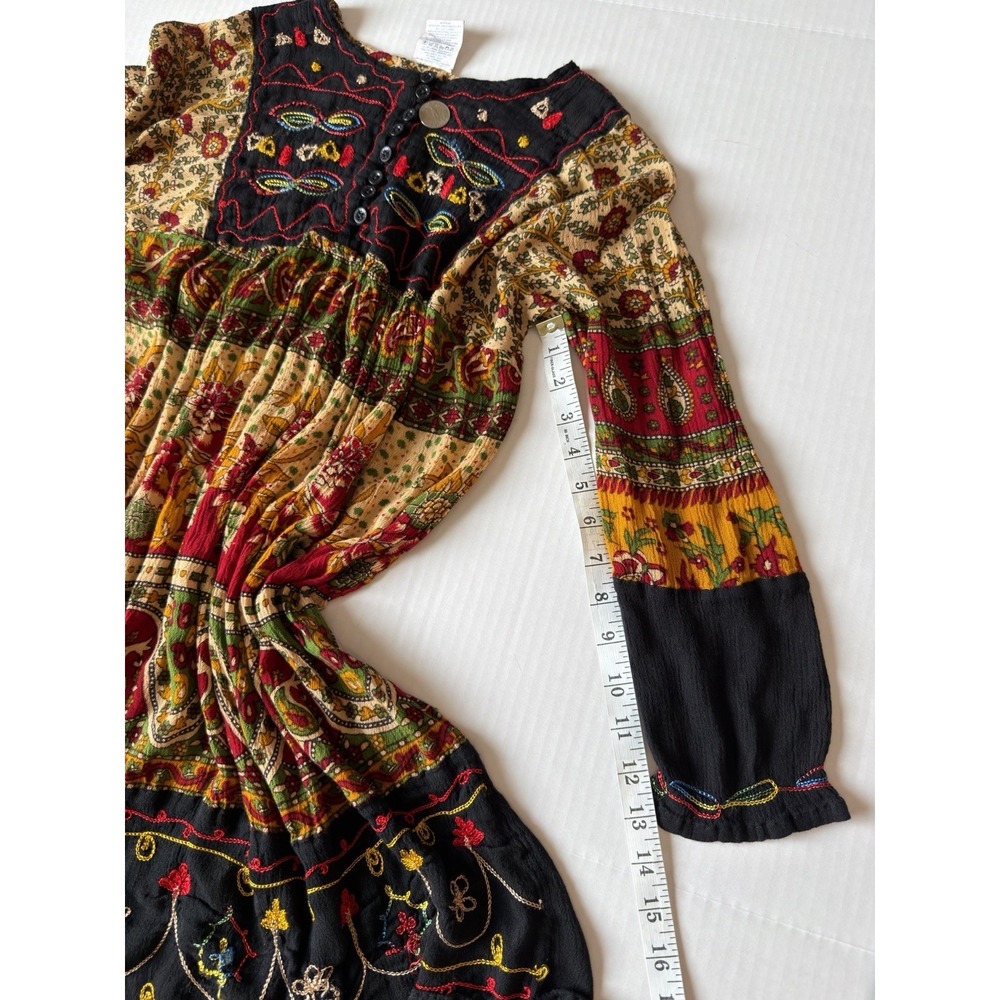 Shubham Boho Embroidered Paisley Floral Tunic Mini Dress Rayon Multicolor OS - Picture 6 of 12